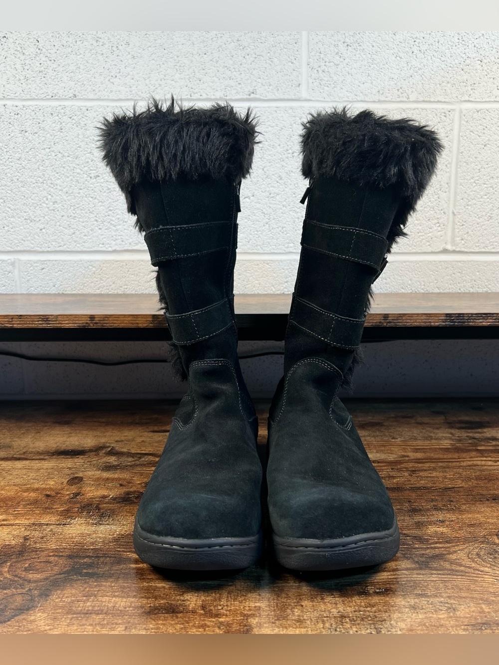 LL Bean Boots Waterproof Faux Fur Black Suede Primaloft Tall Winter Women's 9 - Picture 3 of 10